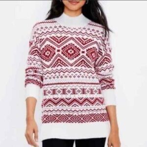 Women's Red and cream Patterned holiday Sweater